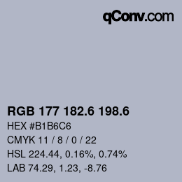 カラーコード: RGB 177 182.6 198.6 | qconv.com