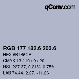 カラーコード: RGB 177 182.6 203.6 | qconv.com