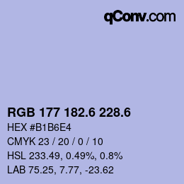 カラーコード: RGB 177 182.6 228.6 | qconv.com
