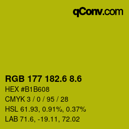 カラーコード: RGB 177 182.6 8.6 | qconv.com