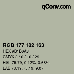 Color code: RGB 177 182 163 | qconv.com