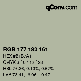 Color code: RGB 177 183 161 | qconv.com