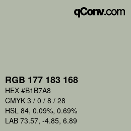 Color code: RGB 177 183 168 | qconv.com