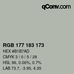 カラーコード: RGB 177 183 173 | qconv.com