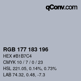 Farbcode: RGB 177 183 196 | qconv.com