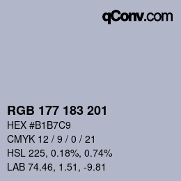 Color code: RGB 177 183 201 | qconv.com