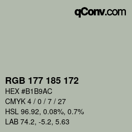 Código de color: RGB 177 185 172 | qconv.com