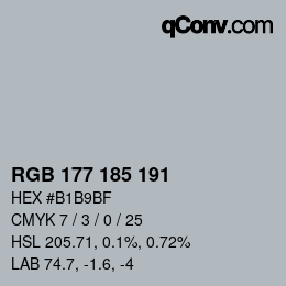 颜色代码: RGB 177 185 191 | qconv.com