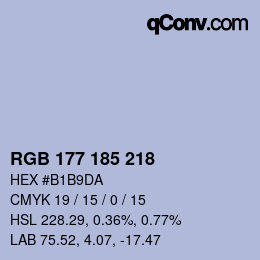 Color code: RGB 177 185 218 | qconv.com