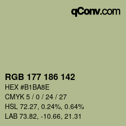 Color code: RGB 177 186 142 | qconv.com