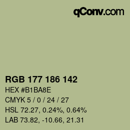 Color code: RGB 177 186 142 | qconv.com