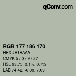 Color code: RGB 177 186 170 | qconv.com