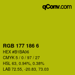 Color code: RGB 177 186 6 | qconv.com