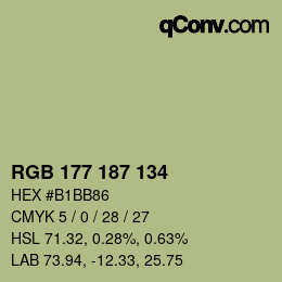 Color code: RGB 177 187 134 | qconv.com