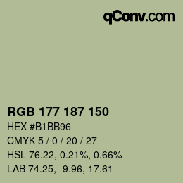 颜色代码: RGB 177 187 150 | qconv.com