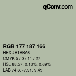 Farbcode: RGB 177 187 166 | qconv.com