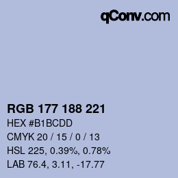 Código de color: RGB 177 188 221 | qconv.com