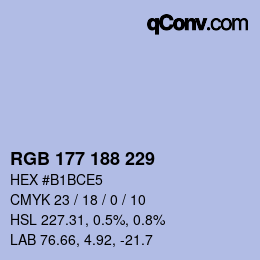 Color code: RGB 177 188 229 | qconv.com