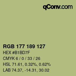 Color code: RGB 177 189 127 | qconv.com