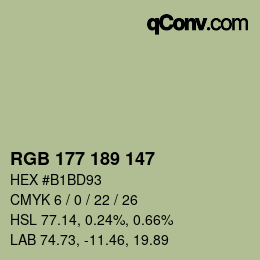 Farbcode: RGB 177 189 147 | qconv.com