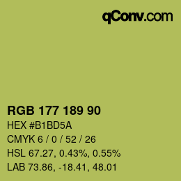 Farbcode: RGB 177 189 90 | qconv.com