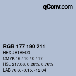 Farbcode: RGB 177 190 211 | qconv.com
