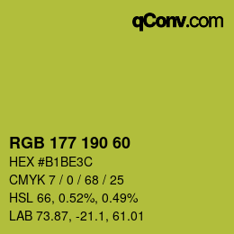 Color code: RGB 177 190 60 | qconv.com