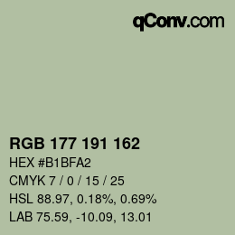 Color code: RGB 177 191 162 | qconv.com