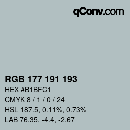 Color code: RGB 177 191 193 | qconv.com