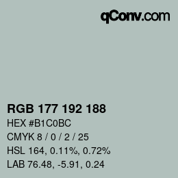 Color code: RGB 177 192 188 | qconv.com