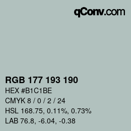 Code couleur: RGB 177 193 190 | qconv.com