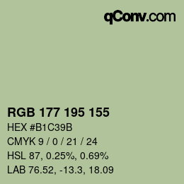 カラーコード: RGB 177 195 155 | qconv.com