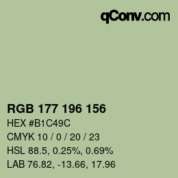 Color code: RGB 177 196 156 | qconv.com