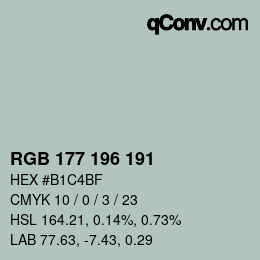Código de color: RGB 177 196 191 | qconv.com