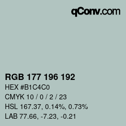 Código de color: RGB 177 196 192 | qconv.com