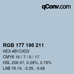 颜色代码: RGB 177 196 211 | qconv.com