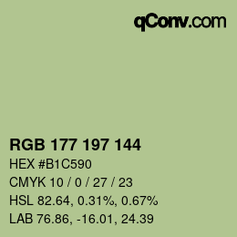 カラーコード: RGB 177 197 144 | qconv.com