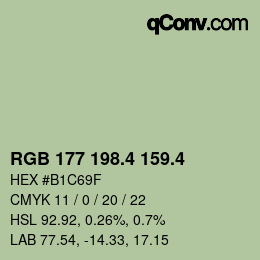 カラーコード: RGB 177 198.4 159.4 | qconv.com