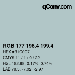 カラーコード: RGB 177 198.4 199.4 | qconv.com