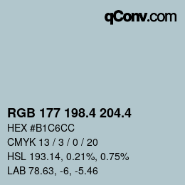 カラーコード: RGB 177 198.4 204.4 | qconv.com