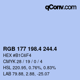 カラーコード: RGB 177 198.4 244.4 | qconv.com