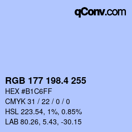 カラーコード: RGB 177 198.4 255 | qconv.com