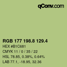カラーコード: RGB 177 198.8 129.4 | qconv.com