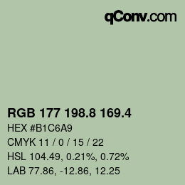 カラーコード: RGB 177 198.8 169.4 | qconv.com