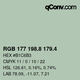 カラーコード: RGB 177 198.8 179.4 | qconv.com