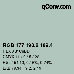カラーコード: RGB 177 198.8 189.4 | qconv.com