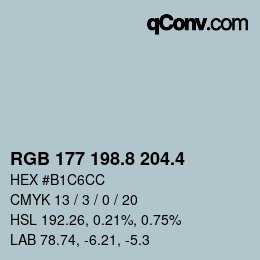 カラーコード: RGB 177 198.8 204.4 | qconv.com