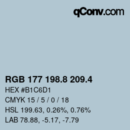 カラーコード: RGB 177 198.8 209.4 | qconv.com