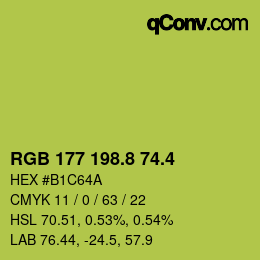 カラーコード: RGB 177 198.8 74.4 | qconv.com