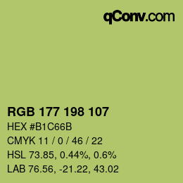Color code: RGB 177 198 107 | qconv.com